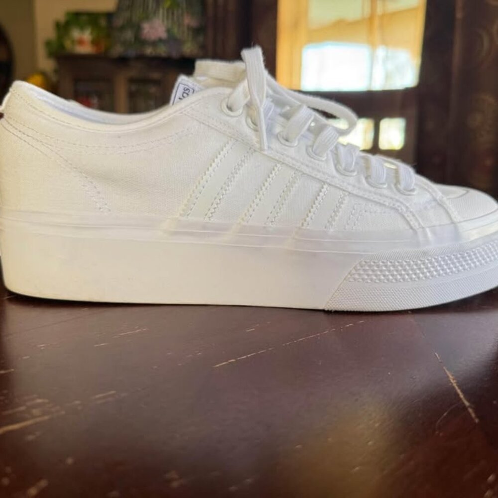 White Adidas Platform Sneakers, Women’s size 11